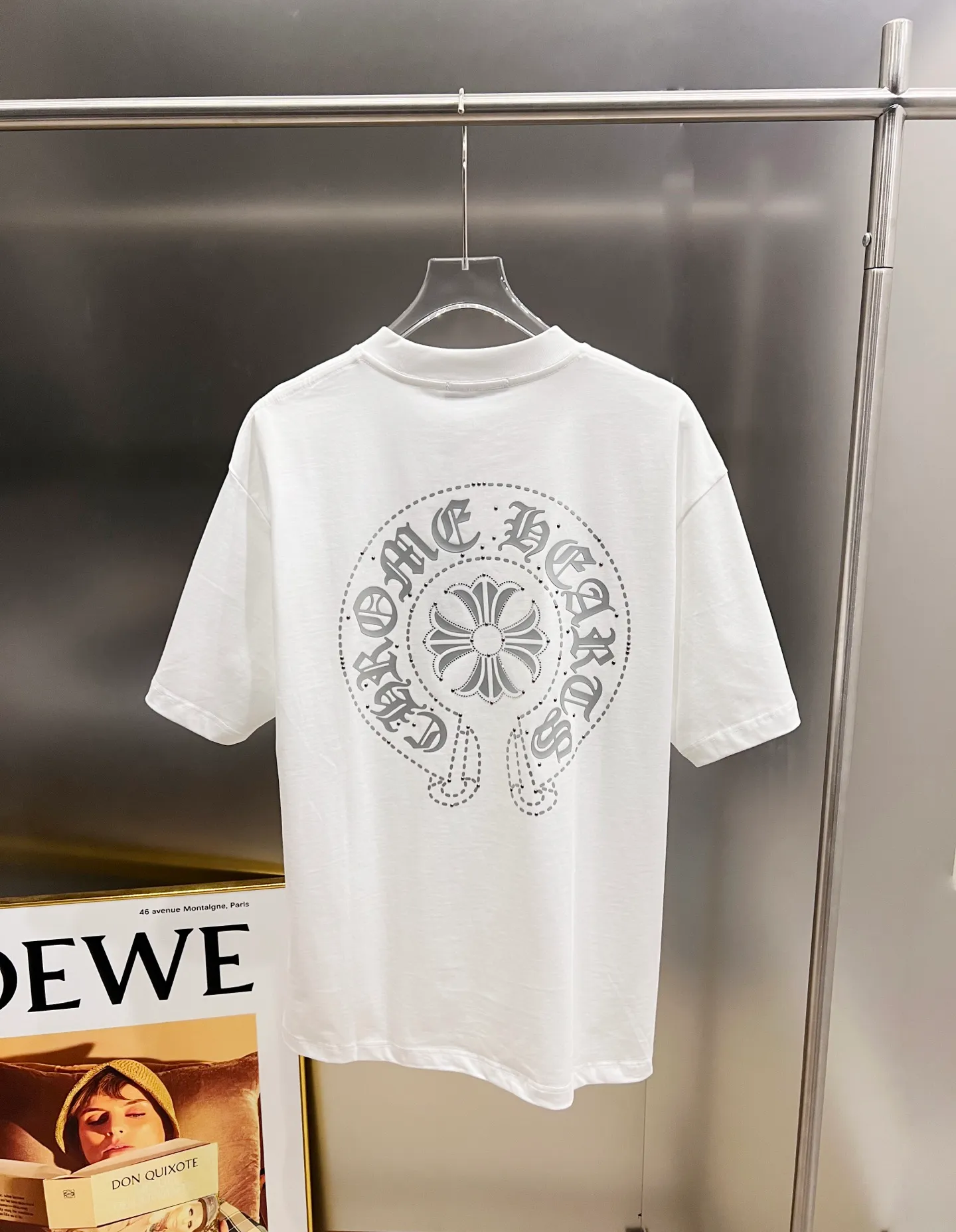 🅿️190 CH Crowe 2025 autumn and winter new short-sleeved T-shirt, cross foam technology + Middle Eastern Australian diamond design technology, the real thing is great🔥Same style for men and women, loose version, size S M L XL XXL five sizes black white
